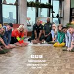 Kez and Omar with BBC Morning Live guests performing CPR training.